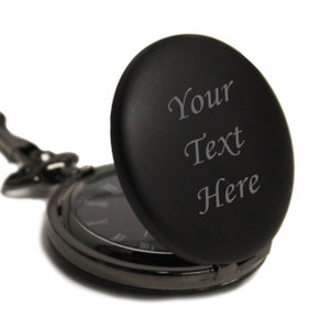 Engraved Pocket Watch, Customized Pocket Watch with Chain, Custom Pocket Watch, Black Pocket Watch, Your Text Personalized Pocket Watch Bild 7