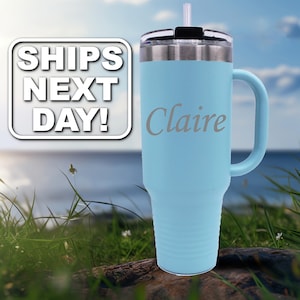 Personalized 40 oz Tumbler, Large Tumbler Personalized, 40 Oz Tumbler with Name,  Customized 40 Oz Tumbler with Handle and Straw