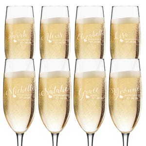 Personalized Champagne Glasses for Bridesmaids, Wedding Champagne Flutes, Bridesmaid Champagne Flute, Bridesmaid Flute Glasses image 6