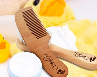 Custom Baby Brush and Comb Set, Personalized Baby Brush, Engraved Baby Shower Gift, New Mom Gift, Newborn Gift for New Mom