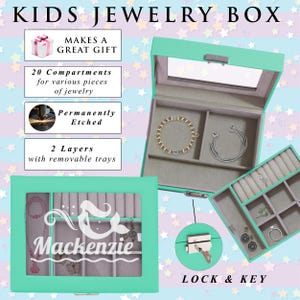Mermaid Jewelry Box, Etched Jewelry Box for Girls, Girls Jewelry Box Monogram, Little Girl Jewelry Gift Box, 6th, 7th Birthday Gift for Girl image 3