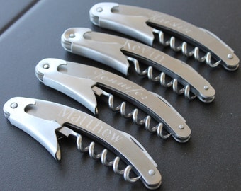 Personalized Steel Corkscrew - Groomsmen Gifts - Wedding Party Gifts - Wine Opener - Engraved - Customized - Monogrammed for Free