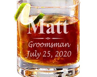 Father of the Bride Gift, Personalized Whiskey Glass, Custom Engraved Bourbon Glass