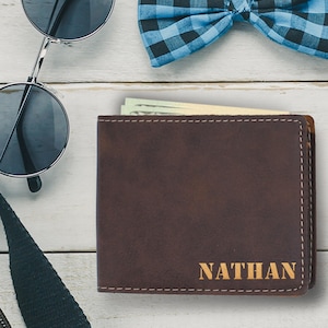 Cartera de cuero personalizada, cartera grabada, cartera para padrinos de boda, regalo para padrinos de boda, cartera para hombre, cartera de regalo para padrinos de boda, cartera plegable