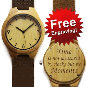 Engraved Wooden Watch, Wood Watches for Men, Mens Wood Watch, Husband Gift, Wooden Watch, Bamboo Watch, Watchwood, Personalized Wood Watch