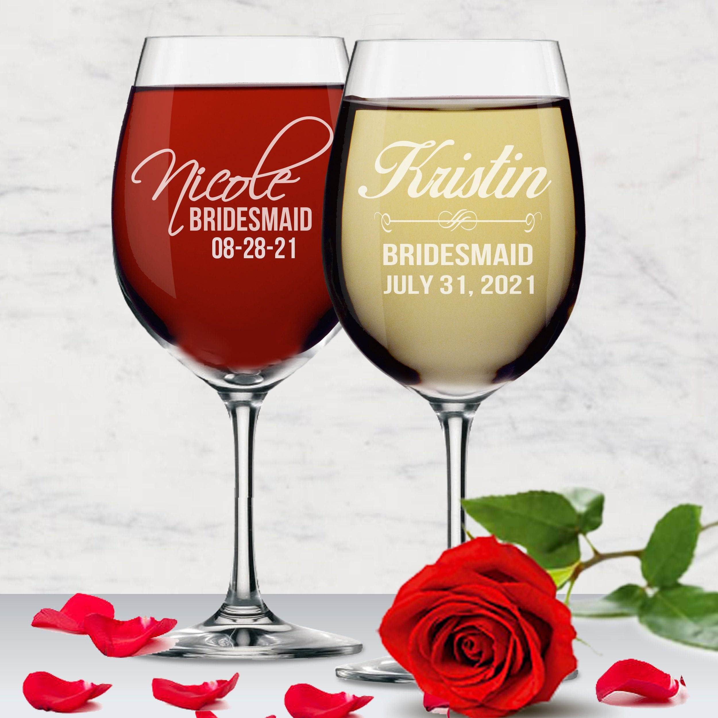 Engraved Maid of Honor Wine Glass Personalized Gift Special Order