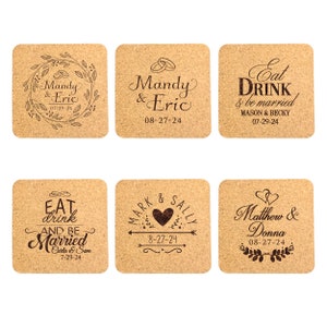 Custom Wedding Favors for Guest, Personalized Engraved Cork Coasters, Customized Cork Coasters for Guests, Personalized Wedding Favors Bulk image 3