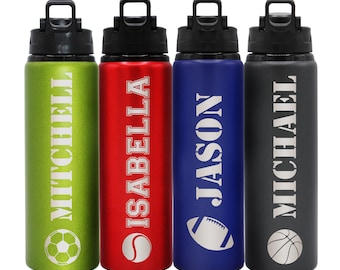 Personalized Sports Water Bottle, Personalized Kids Water Bottle, Aluminum Water Bottle, Personalized Water Bottle with Name