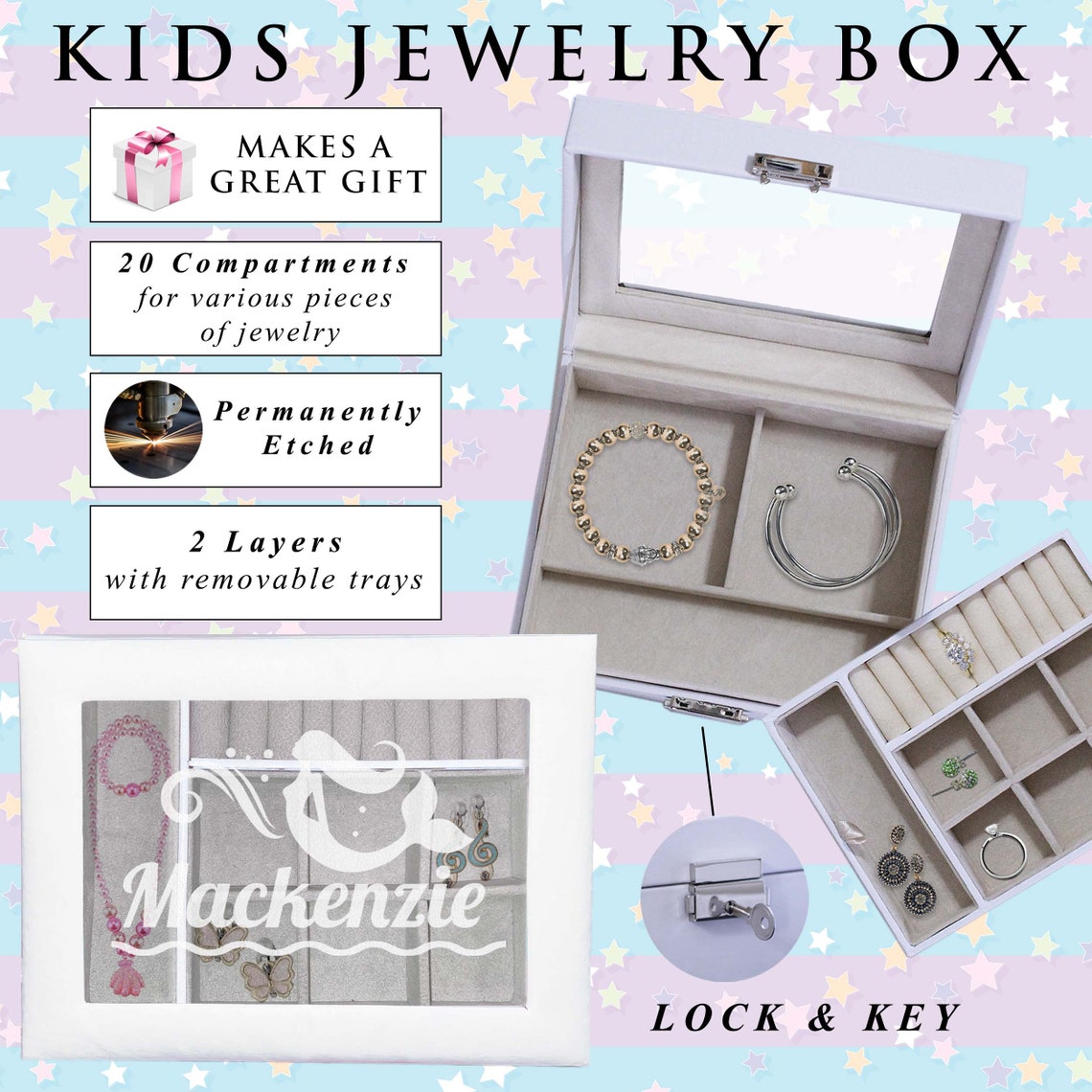 Personalized Kids Jewelry Box Custom Little Girls Jewelry Etsy