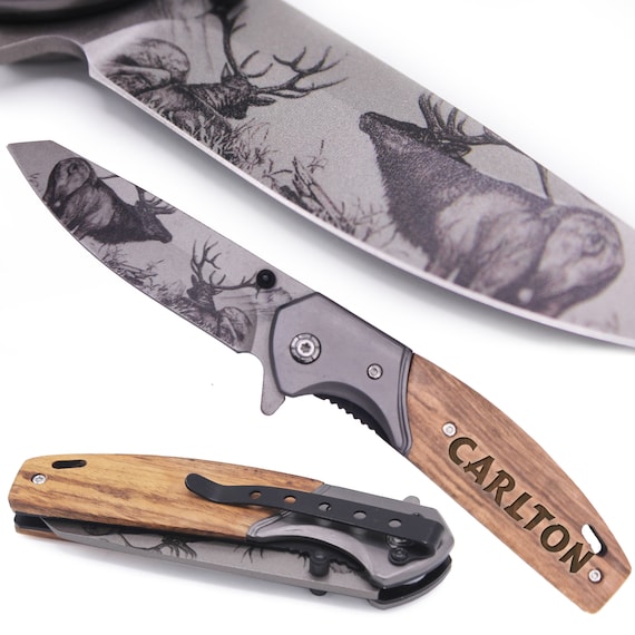 Personalized Folding Knife With Pocket Clip, Custom Engraved Pocket Knife  With Belt Clip, Customized Hunting Fishing Knife for Dad Elk Blade -   Ireland