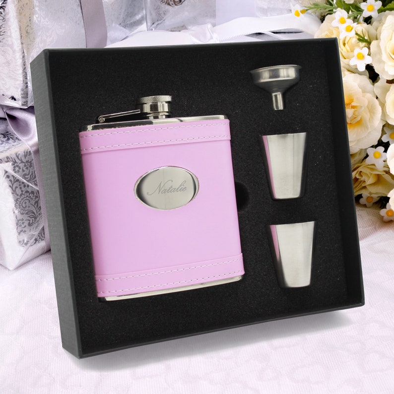Personalized Pink Flask Engraved Pink Flask for Girls Custom Etsy