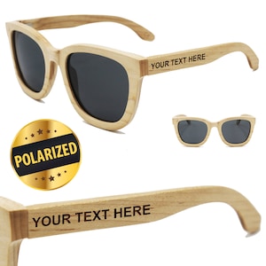 Awerise Custom Wooden Sunglasses - Personalized UV400 Sunglasses, Bamboo Frame, Handmade - View #2