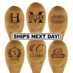 Personalized Wooden Spoon - Custom Bamboo Kitchen Spoon 10 Inches