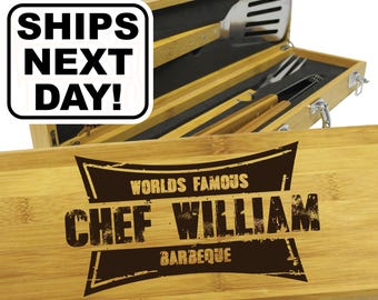 Personalized Grill Set, BBQ Set, Grill Tools, Grill Accessories, Grilling Gifts for Him, Dad Gifts, Grill Master, Barbecue Grill Tools