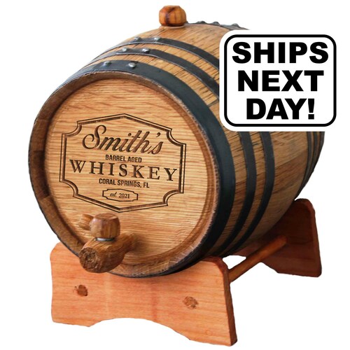 Mini barril de whisky de roble personalizado - Regalo para padrinos de boda - Regalo de cumpleaños para él - Grabado, personalizado y con monograma gratis