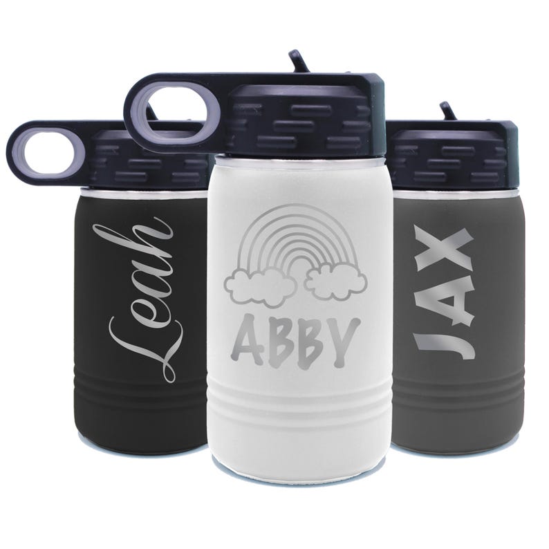 Personalized Kids Water Bottle, Double Wall Tumbler Insulated Water Bottle for Kids, Custom Water Bottle with Name and Straw - Premium 12 oz imagem 7