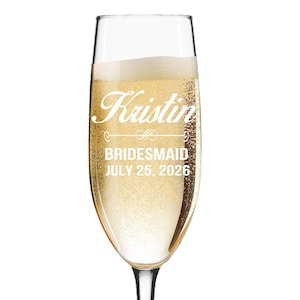 Personalized Champagne Glasses for Bridesmaids, Wedding Champagne Flutes, Bridesmaid Champagne Flute, Bridesmaid Flute Glasses image 4