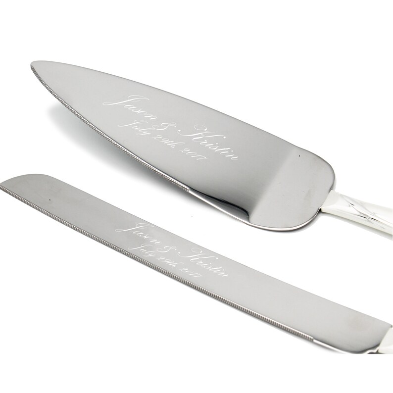 Personalized Engraved Cake Server Set Wedding Gift Etsy