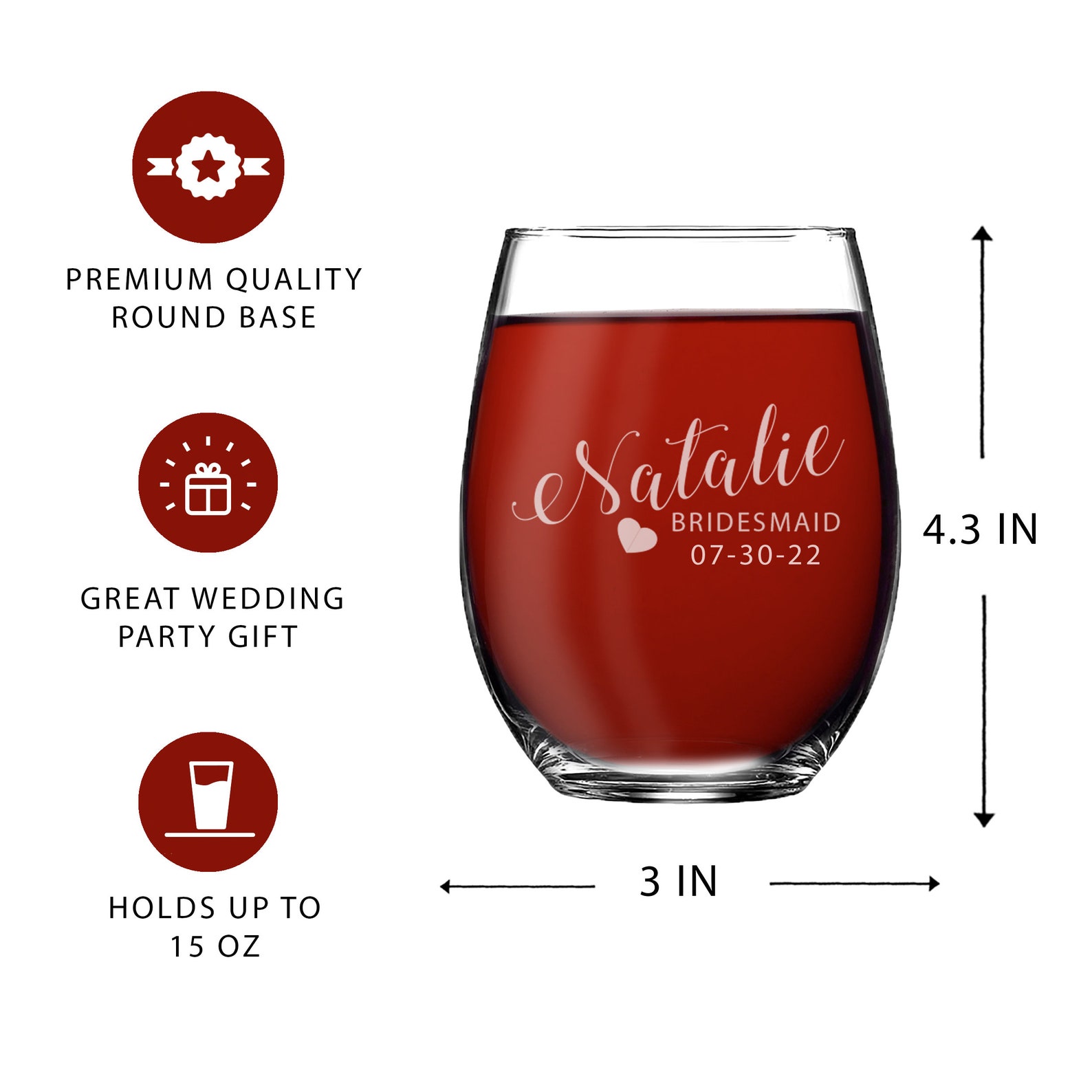Etched Stemless Wine Glasses Personalized Wine Glass Custom Etsy