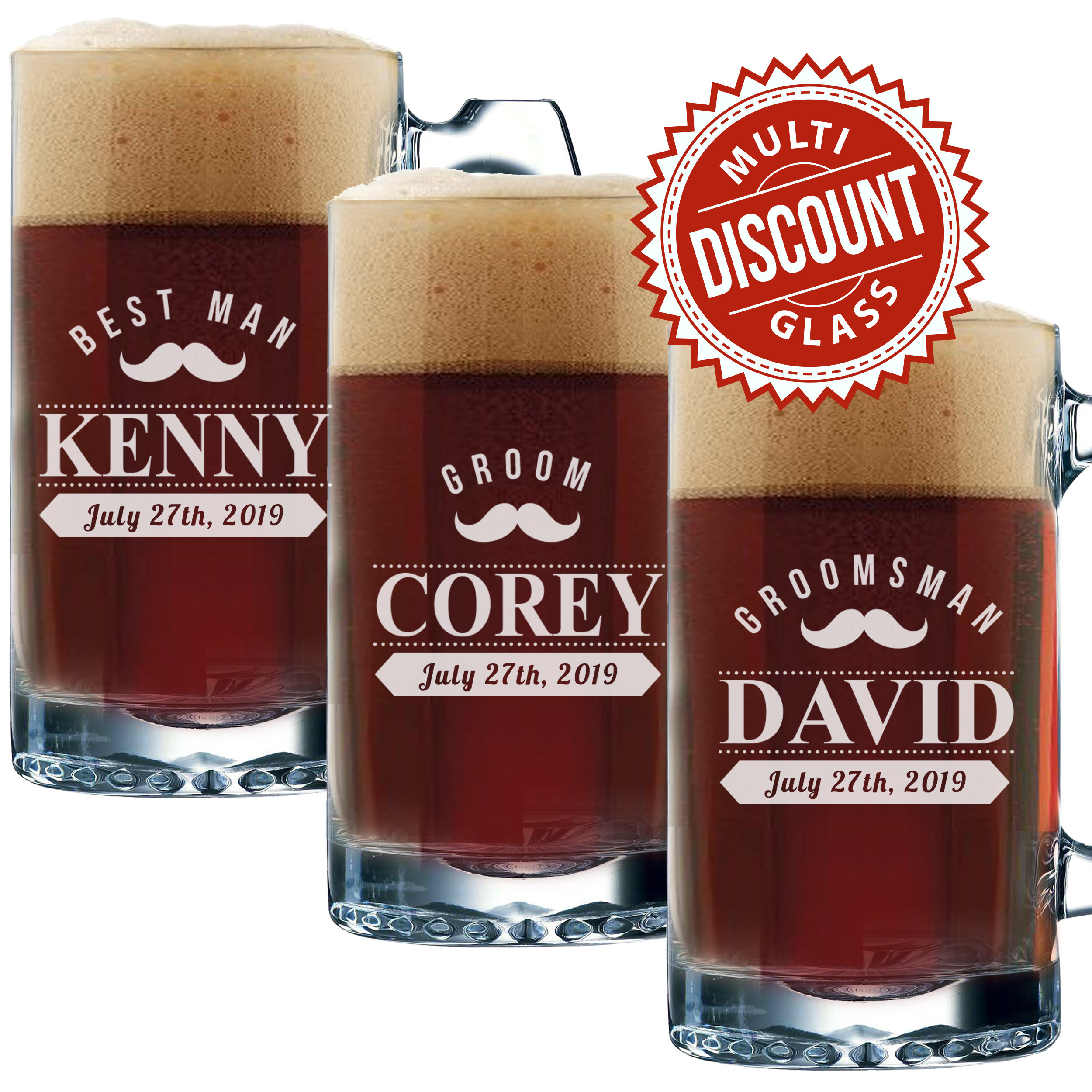 Groomsmen Beer Mug Set Personalized Beer Mugs Groomsman Beer Etsy