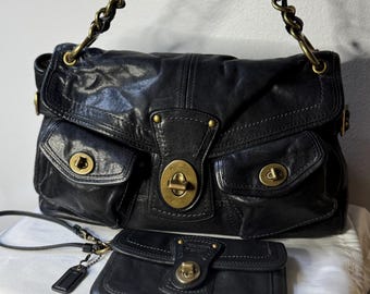 バッグ 65th Coach Legacy Signature Bag Black Coach 65th Anniversary Legacy Satchel Handbag Black Leather