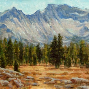 Landscape painting, original oil painting, impressionist, Sierra mountains, 9&quot; x 12&quot; , FREE SHIPPING, original art by DJ Lanzendorfer