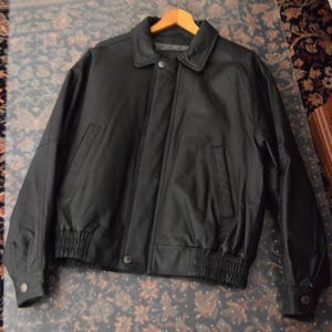 Vintage, Pierre Cardin, black leather, men&#39;s jacket, jacket size M, no wear - Condition great