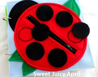 Ladybug Zipper Quiet Book Page
