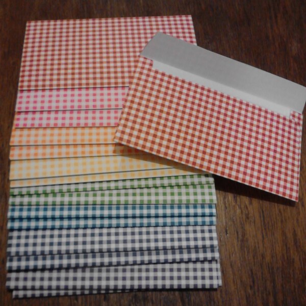 10 Checkered Cash Envelopes, Assorted Colors, Budget Envelope, Budget System, Envelope System, Cash Log