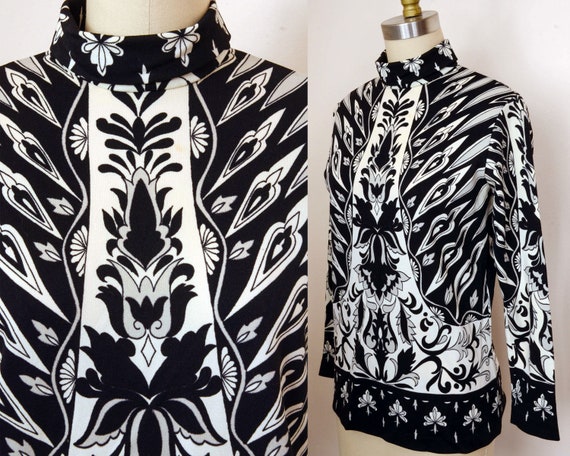 Wild Psychedelic Black & White Tunic Blouse - Flor