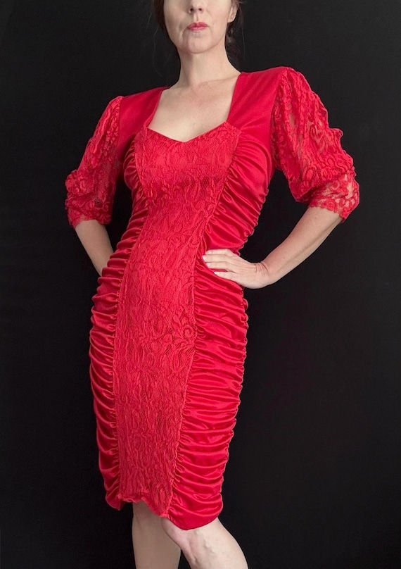 ruched wiggle dress Vixen Micheline Pitt Starlet Wiggle Dress Size 4X Black Ruched Bust Retro Pin Up