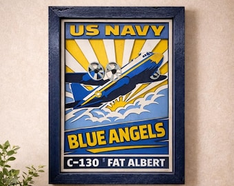 Blue Angels C-130 Wooden Wall Art | 3D Aviation Decor