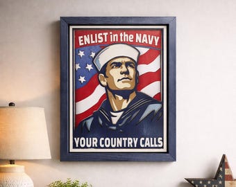 Enlist in the Navy – Vintage Style Patriotic Poster
