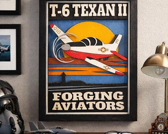 Handcrafted T-6 Texan II Wood Sign | Military Aviation Decor