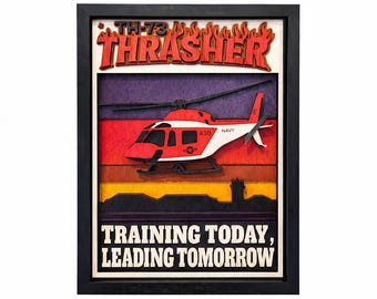 TH-73 Thrasher Wood Wall Art | Navy Helicopter Decor | Aviation Training Gift | Military Office Plaque