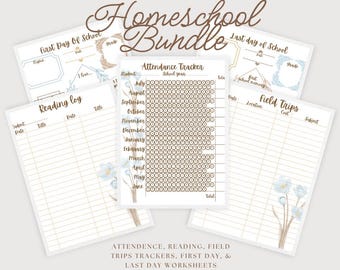 Homeschool Tracking Bundle | Attendance, Reading, Field Trips (Instant Download)