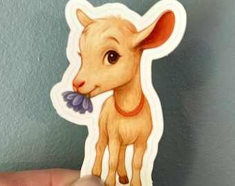 Baby Nigerian Dwarf Goat Sticker | Meadow Farm Animal Decal | Cottagecore Art