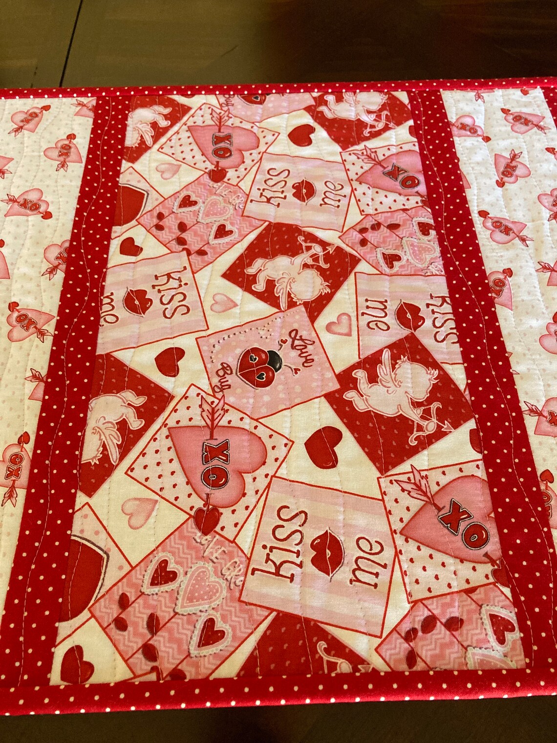 Quilted Valentine's Day Table Runner's Valentine's Etsy