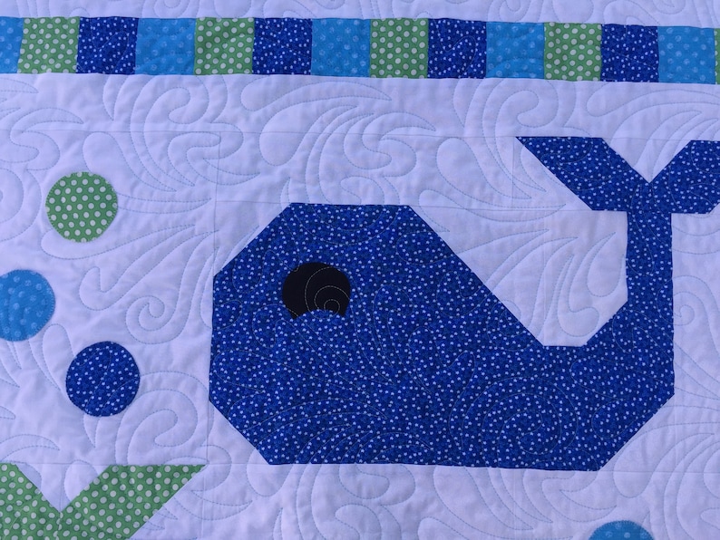 Quilted Baby Boy**Whales**Blue**New Baby**Nursery**New Mother**Baby Shower Gift**Baby Blanket