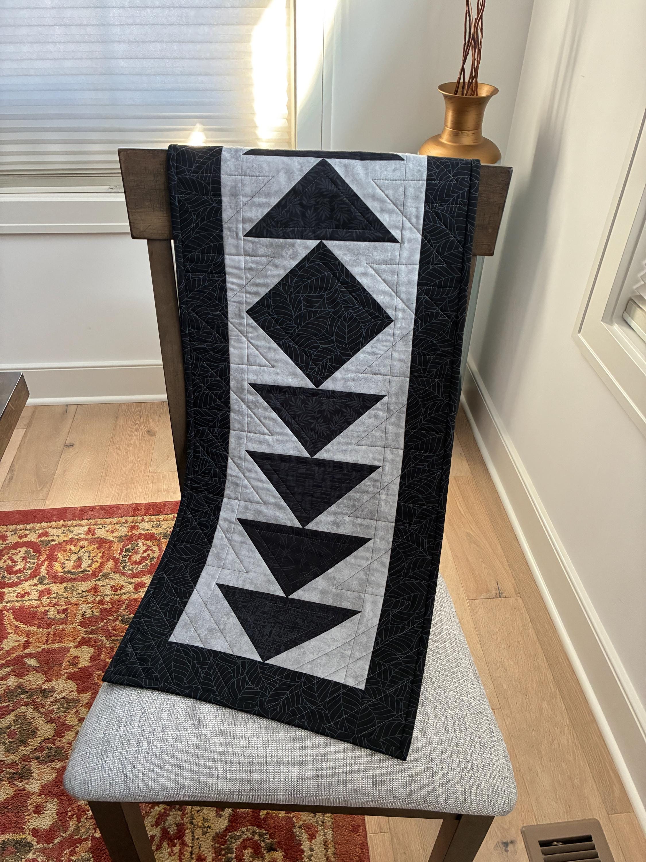 Quilter Table Runner**Black and Gray Table Runner