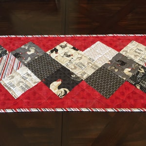 Quilted Farmhouse Table Runner**Chickens**Quilted TableTopper**Backyard Party**Free Range**Housewarming gift