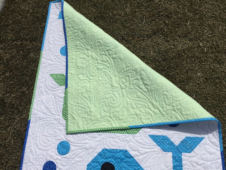 Quilted Baby Boy**Whales**Blue**New Baby**Nursery**New Mother**Baby Shower Gift**Baby Blanket