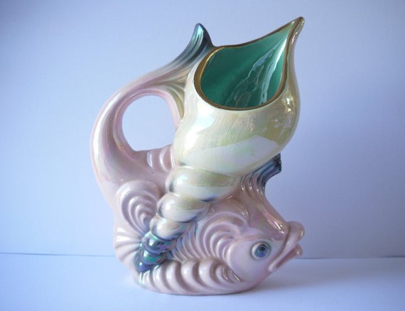 Kitsch Kalmar Shell Fish Lustre Vase 1960 S Etsy