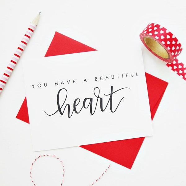 Valentine's Day Card, Galentine's Day Card, Calligraphy Card, Hand Lettered Card, Friendship Card, Best Friend Card, Beautiful Heart Card