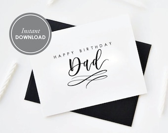 Happy Birthday Dad Card, PDF Instant Download, Birthday Card, Dad Birthday, 2 Layouts and Free Envelope Template