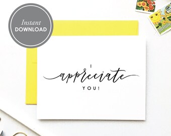 Cartão de agradecimento, download instantâneo em PDF, cartão de agradecimento, 2 layouts e modelo de envelope grátis