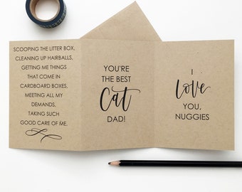 Personalized Cat Dad Card Custom With Your Cat Names, Card For Cat Dad, A1 Size Tri-Fold Card
