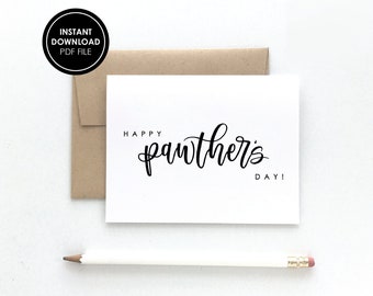 PDF CARD, Print At Home, Father's Day Card - Happy Pawther's Day Card, Instant Download Card PDF, 2 Printing Options, Free Envelope Template