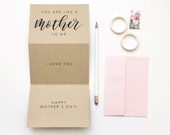 You Are Like A Mother To Me - I Love You - Happy Mother's Day Card, Mother Figure Card, Step Mom Card, Step Mother Card, A1 Tri-Fold Card