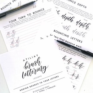 Bounce Lesson and Workbook, Bounce Calligraphy Worksheet, Brush Lettering Worksheet, Brush Lettering Workbook, Bounce Brush Letting image 1